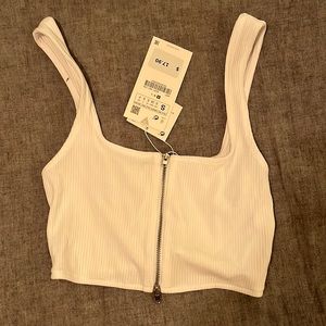 Zara zip up crop top. Black. Size small. Never worn.
